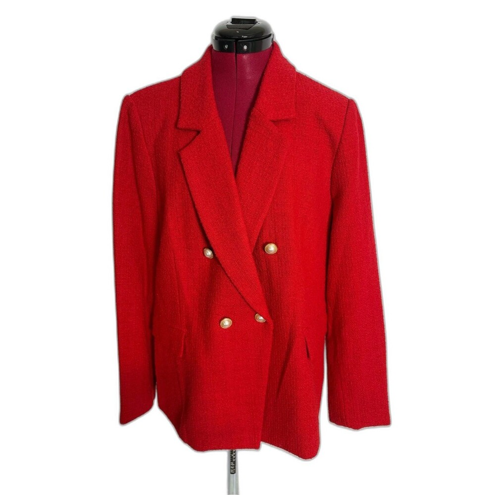 Nanette Lepore Blazer Women's Size 14 Red Double-Breasted Gold Buttons